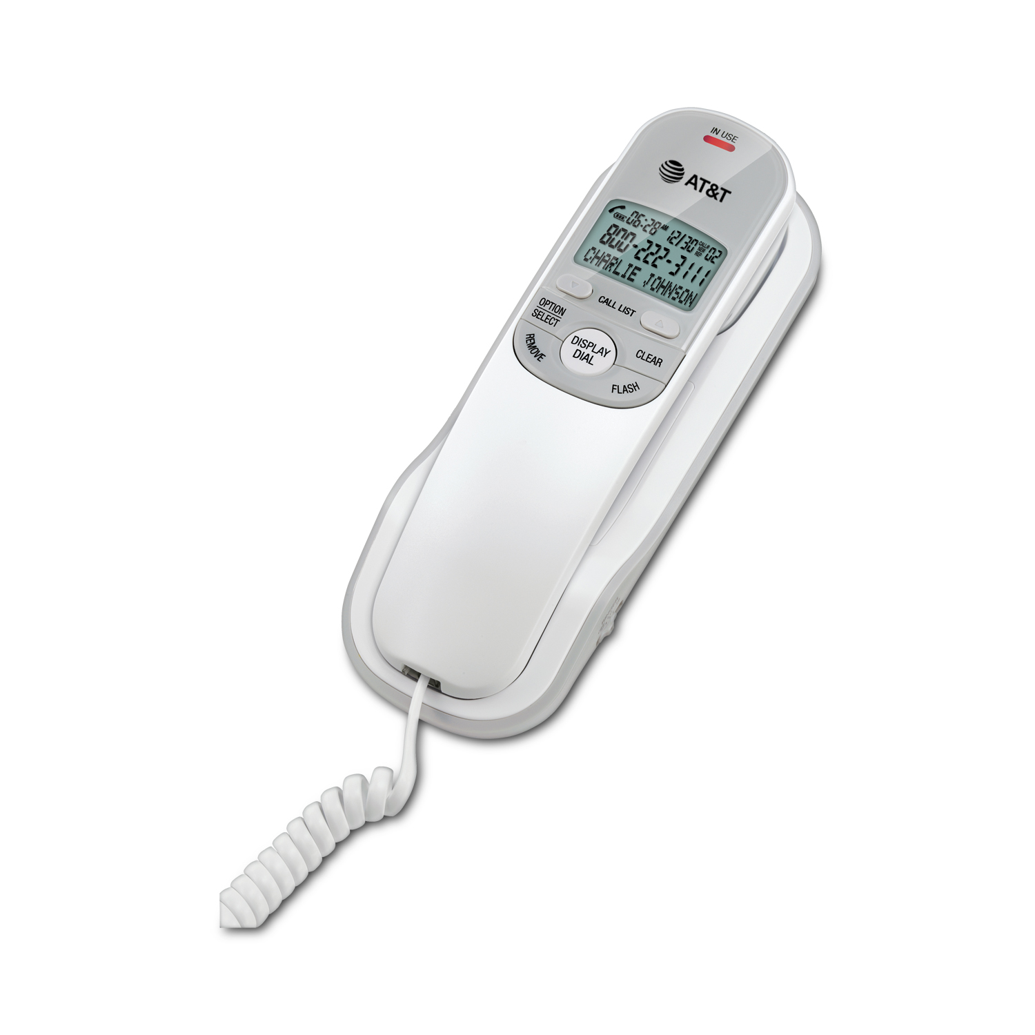 Trimline Corded Phone with Caller ID, White - view 4